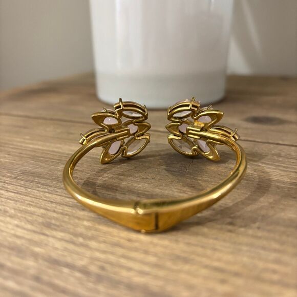 Kate Spade New York Blushing Blooms Gold Hinged Bangle Bracelet - Picture 4 of 8